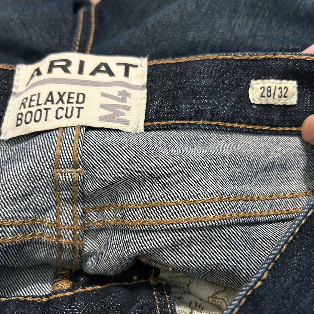 Ariat M4 Jeans Relaxed Bootcut Jeans 28x33 Blue Dark Wash Denim Cotton Stretch - Picture 6 of 7